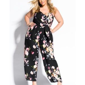 City Chic floral tie front jumpsuit NWT